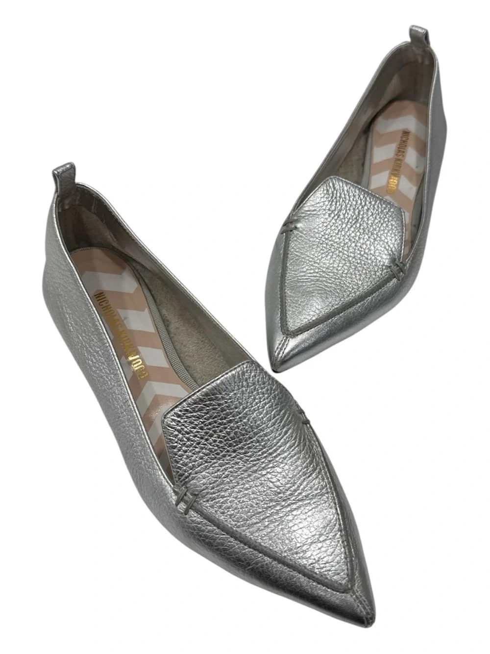 NICHOLAS KIRKWOOD | Beya Metallic Silver Leather‎ Loafers in silver size 37.5